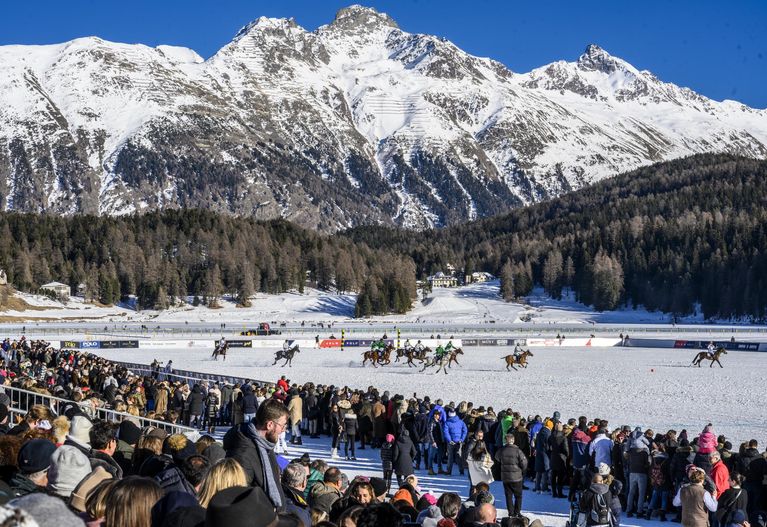 Snow polo on frozen lake st moritz